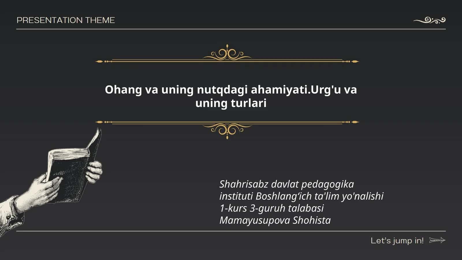 Ohang va uning nutqdagi ahamiyati.Urg'u va uning turlari