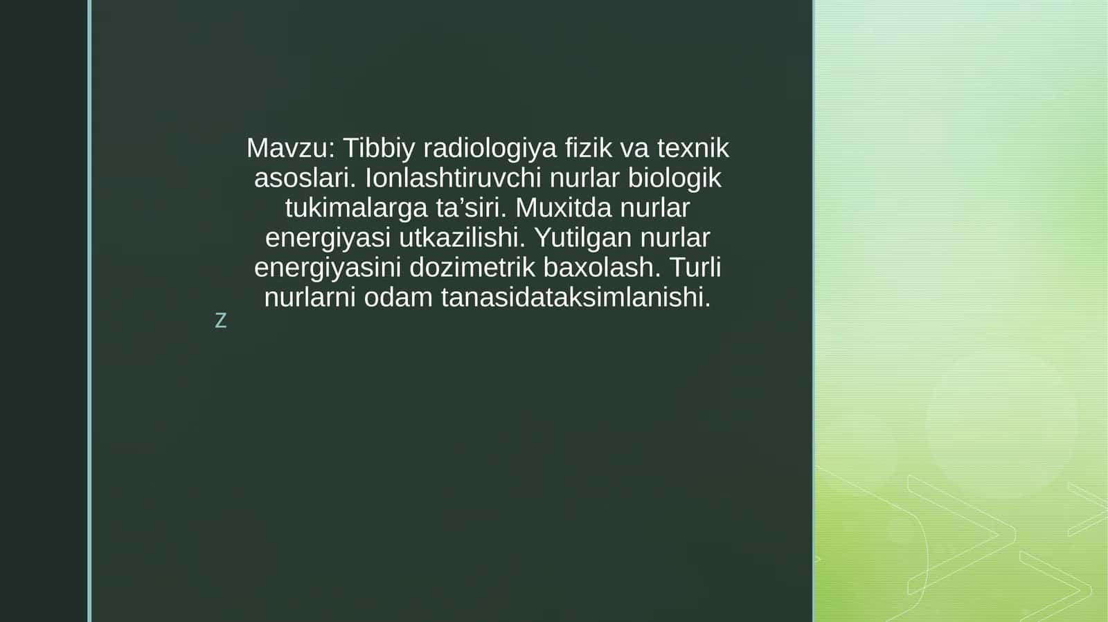 Tibbiy radiologiya: Fizik asoslar