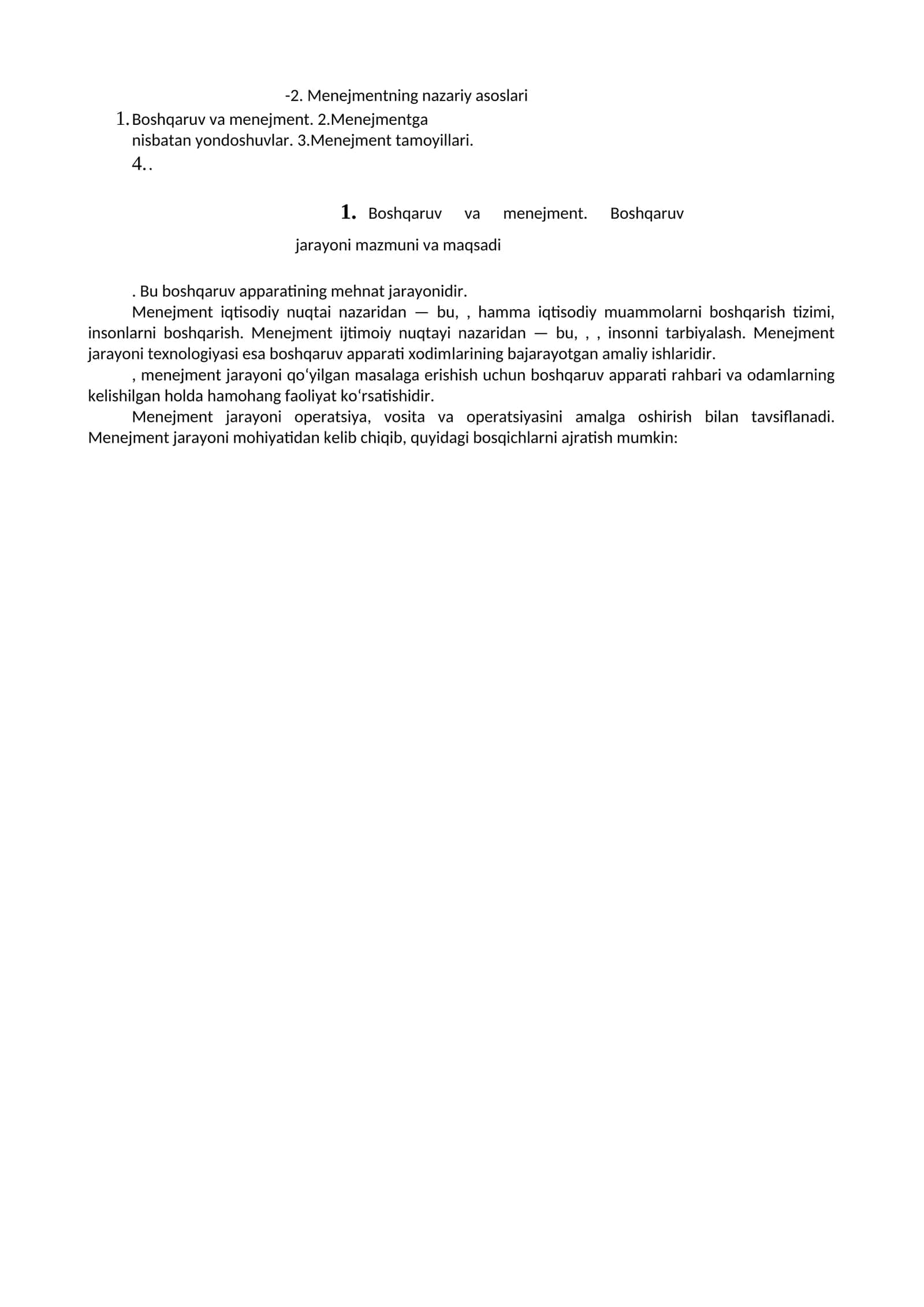 Menejmentning nazariy asoslari