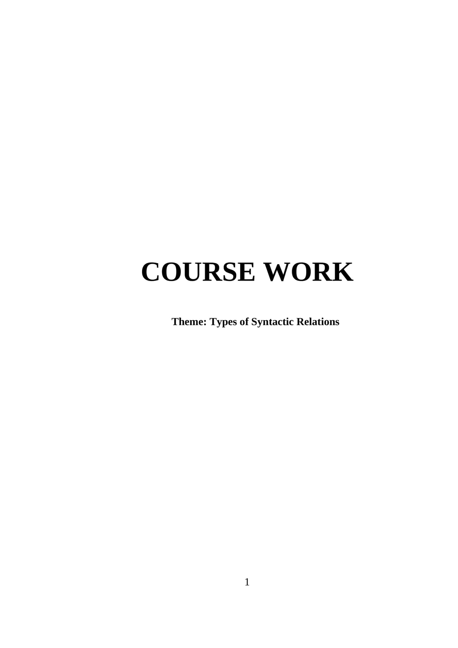 Types of Syntactic Relations