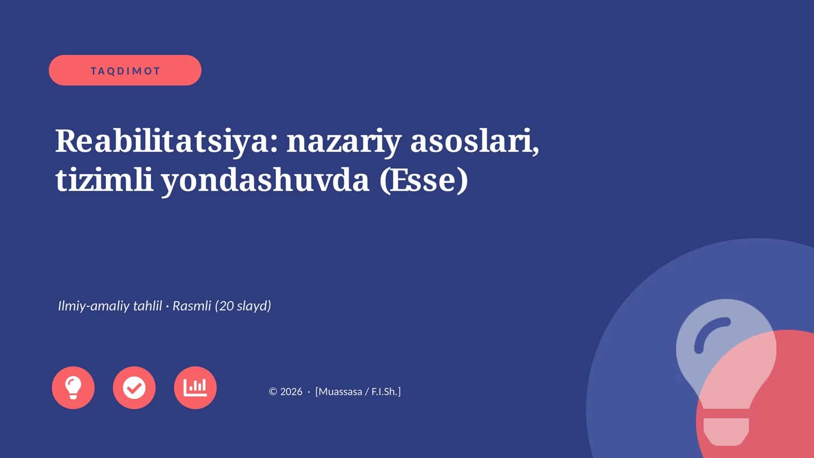Reabilitatsiya: nazariy asoslari, tizimli yondashuvda (Esse)
