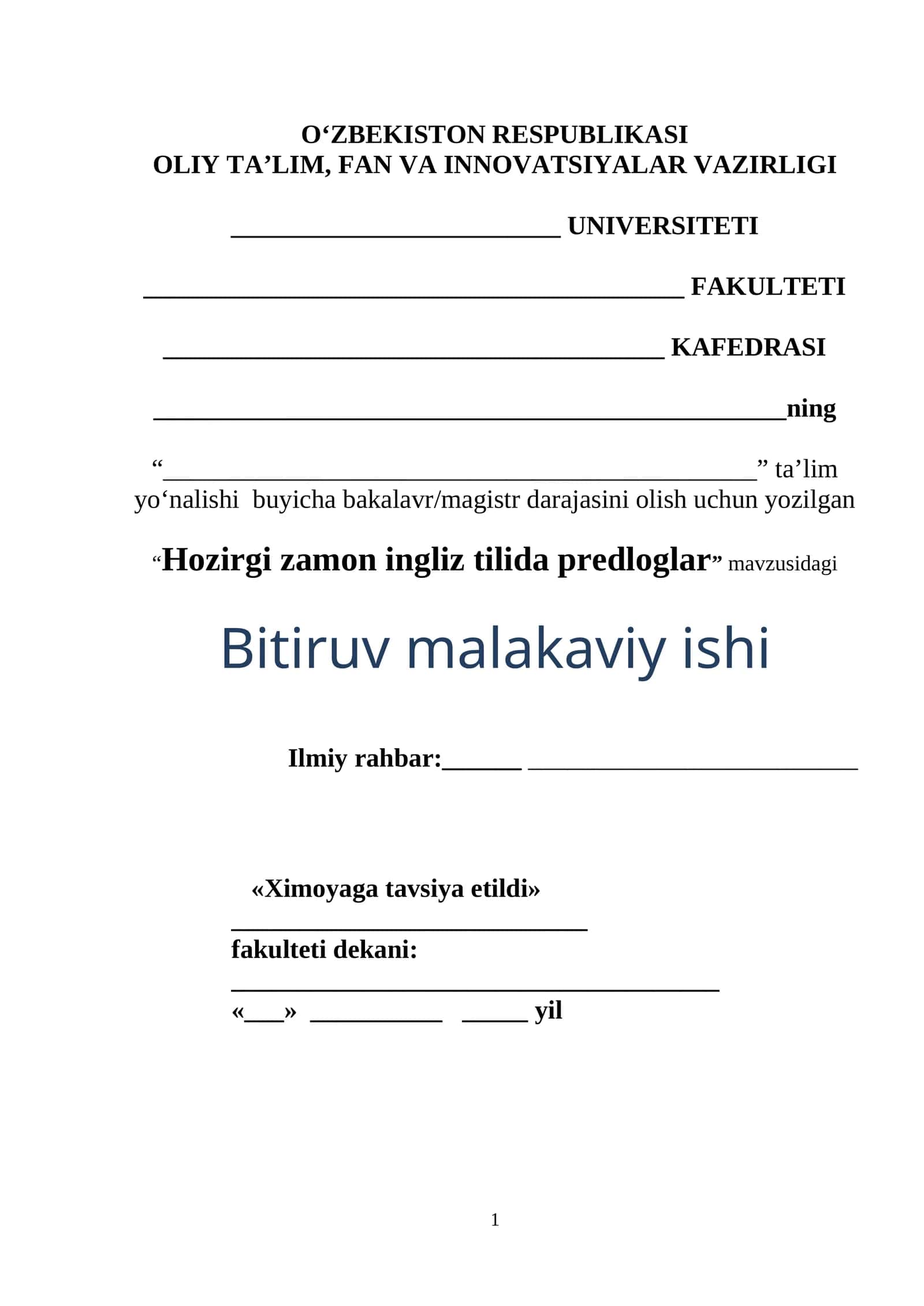 Hozirgi zamon ingliz tilida predloglar