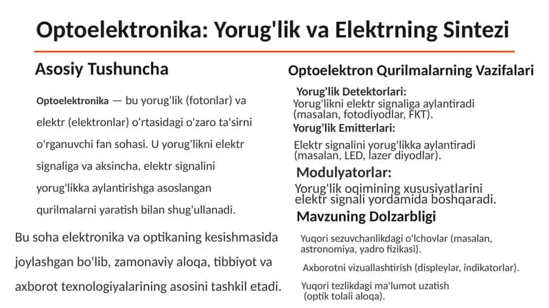 Optoelektronika: Yorug'lik va Elektrning Sintezi