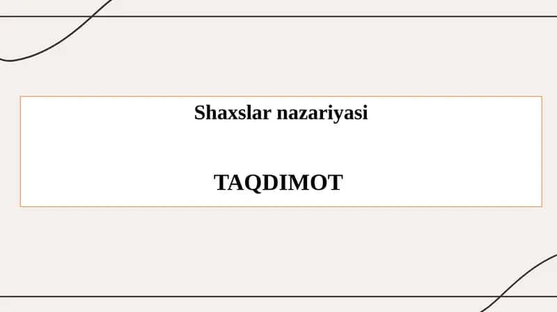 Shaxslar nazariyasi
