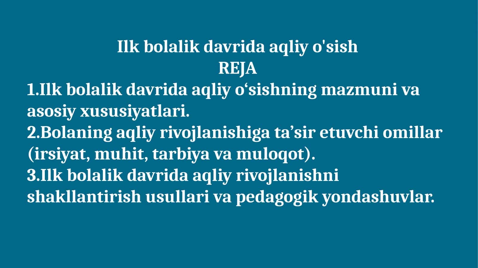 Ilk bolalik davrida aqliy o'sish