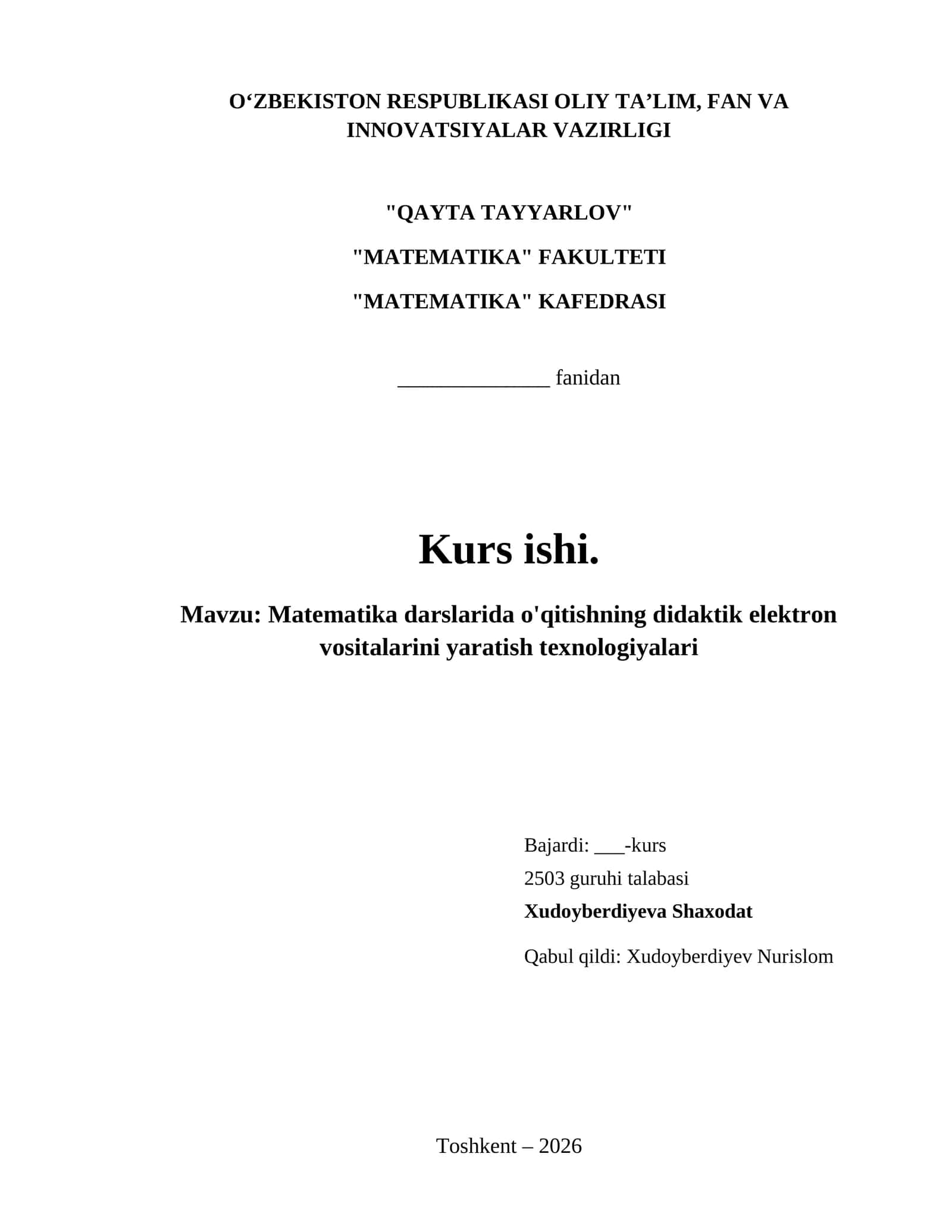 Matematika darslarida o'qitishning didaktik elektron vositalarini yaratish texnologiyalari