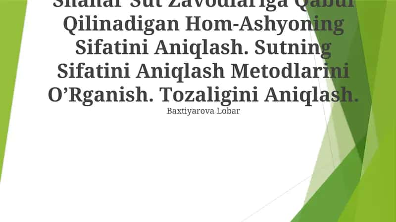 Xom ashyo sifatini nazorat qilish