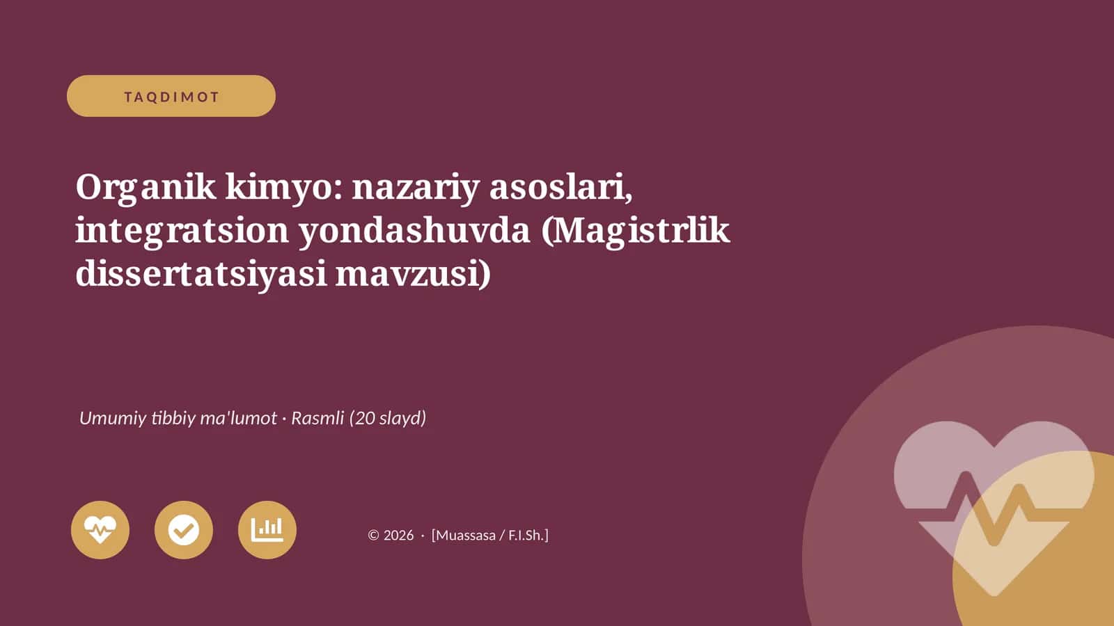 Organik kimyo: nazariy asoslari, integratsion yondashuvda (Magistrlik dissertatsiyasi mavzusi)
