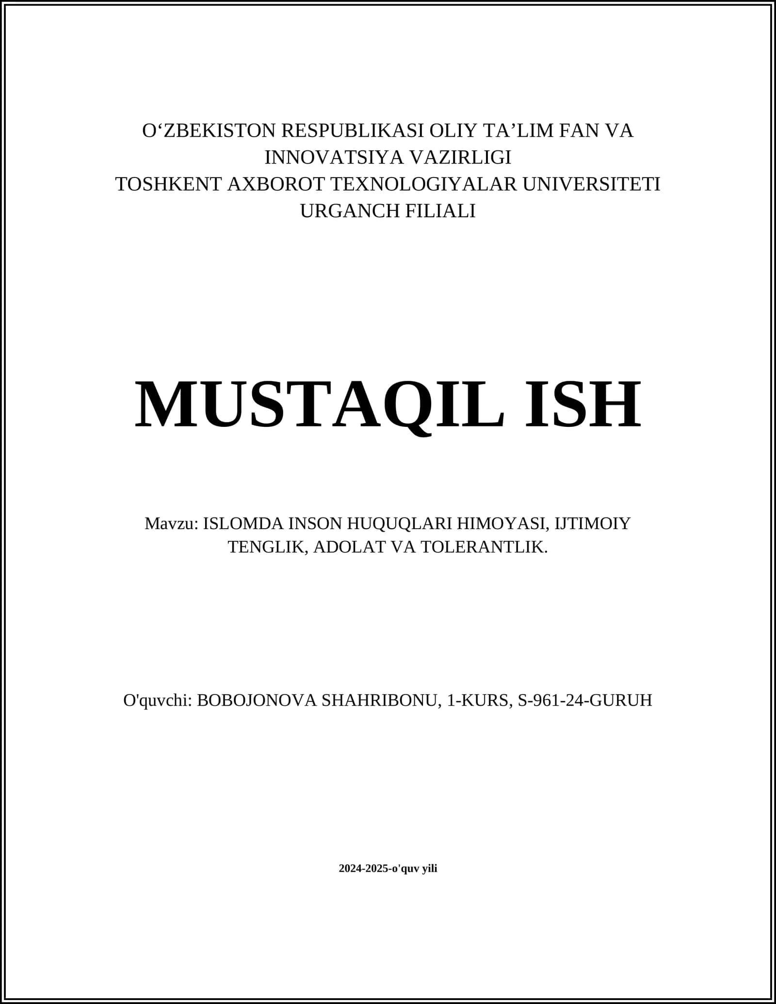 Islomda inson huquqlari