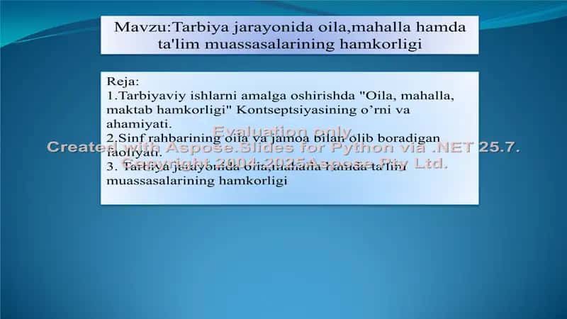 Tarbiya jarayonida oila, mahalla hamda ta’lim muassasalarining hamkorligi