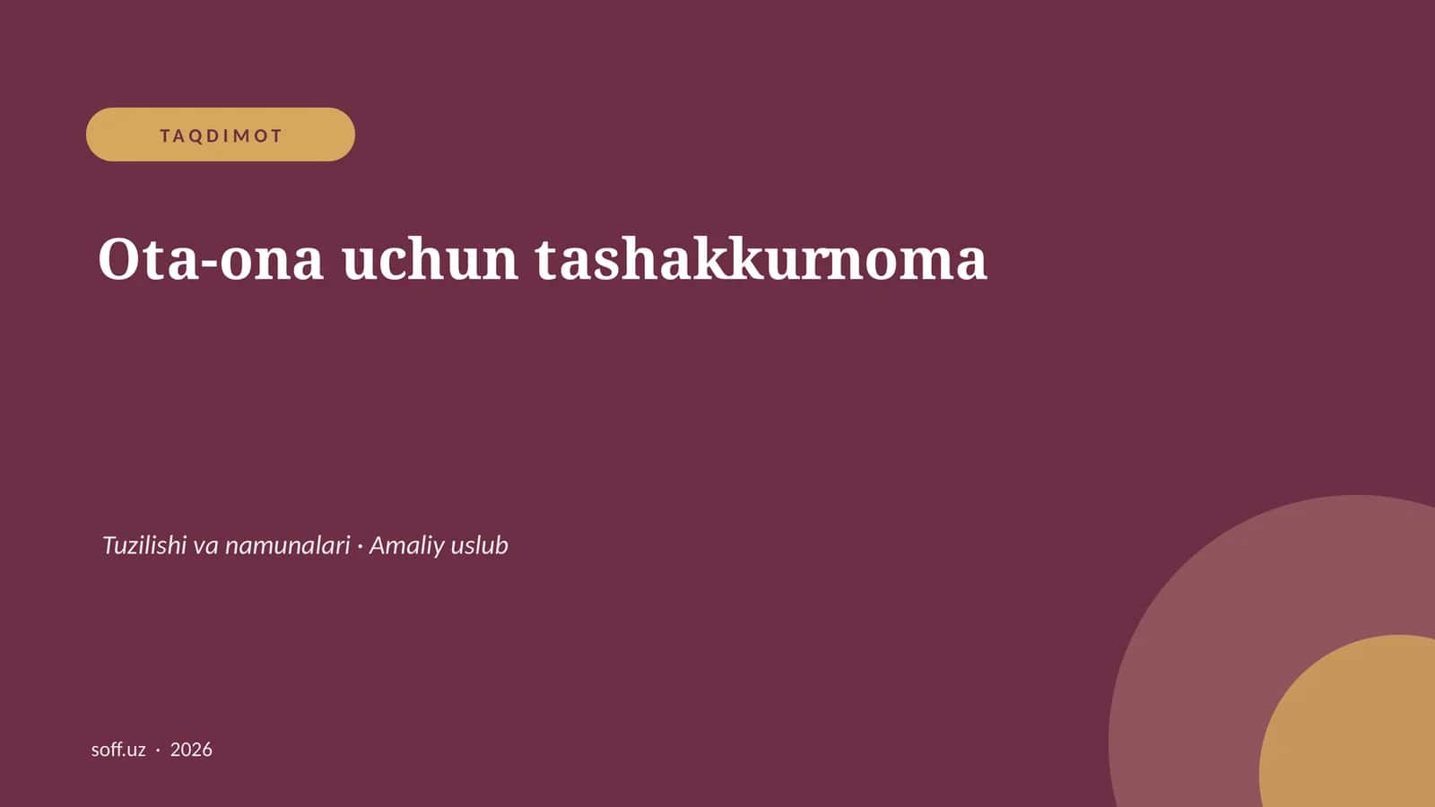 Ota-ona uchun tashakkurnoma