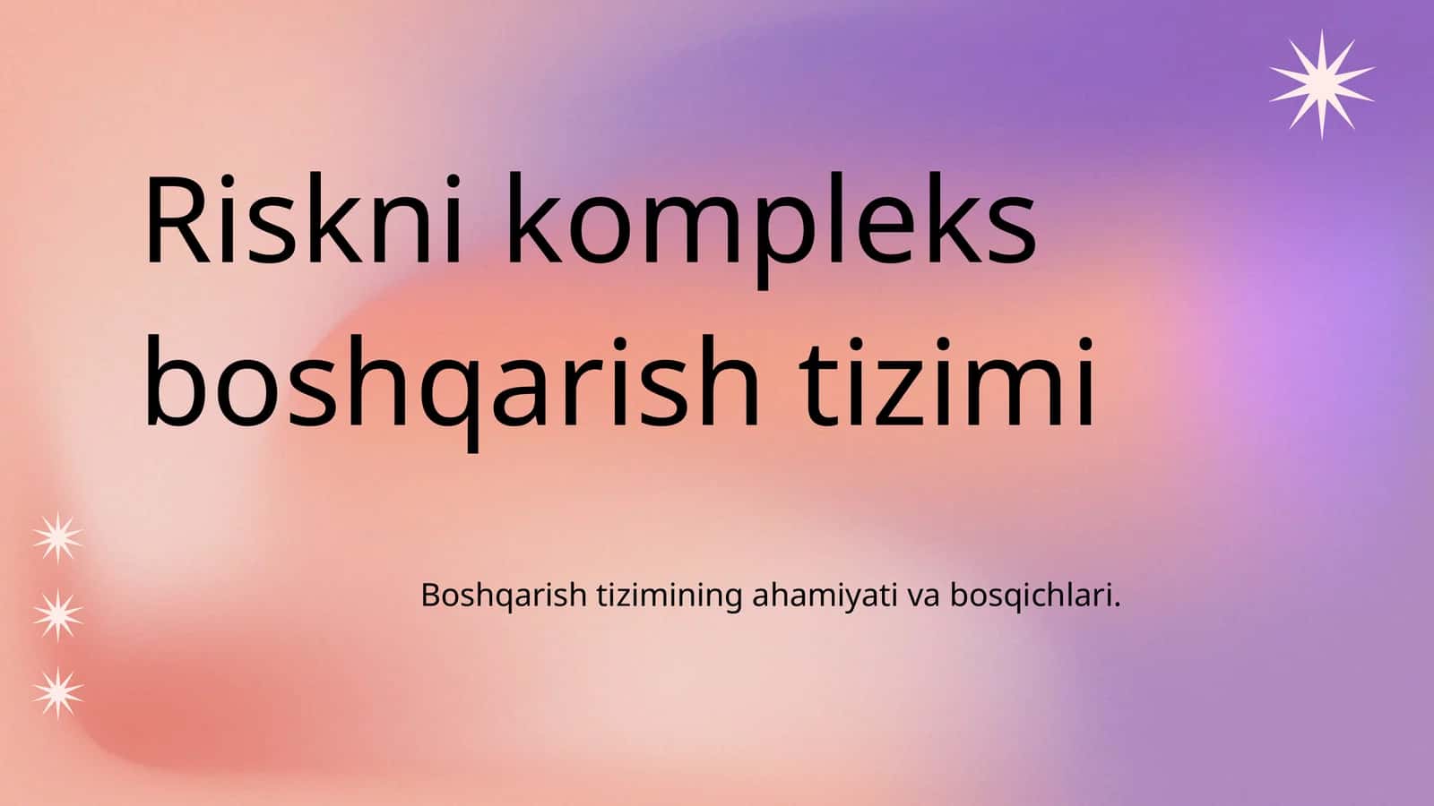 Riskni kompleks boshqarish tizimi