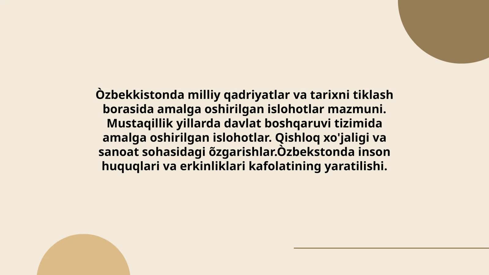 Mustaqillik yillarda davlat boshqaruvi tizimida amalga oshirilgan islohotlar