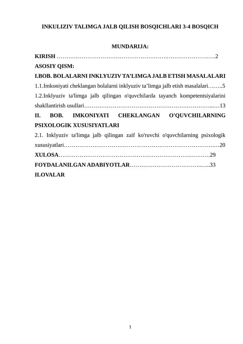 INKULIZIV TALIMGA JALB QILISH BOSQICHLARI 3-4 BOSQICH