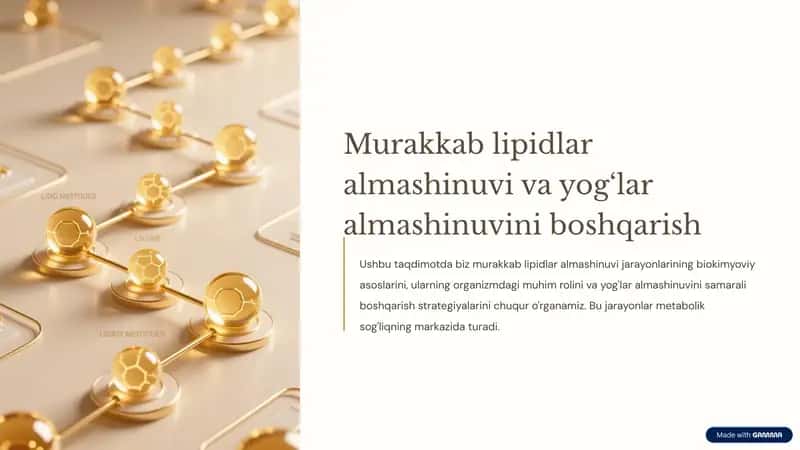 Murakkab lipidlar almashinuvi va yog‘lar almashinuvini boshqarish