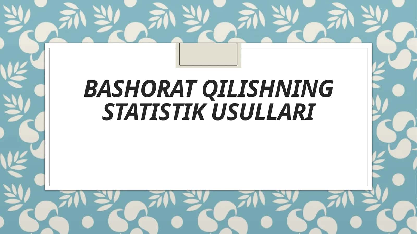 Bashorat qilishning statistik usullari