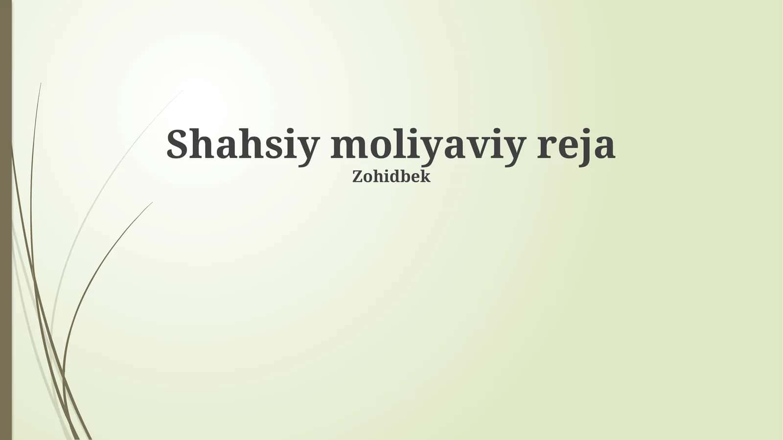 Shahsiy moliyaviy reja