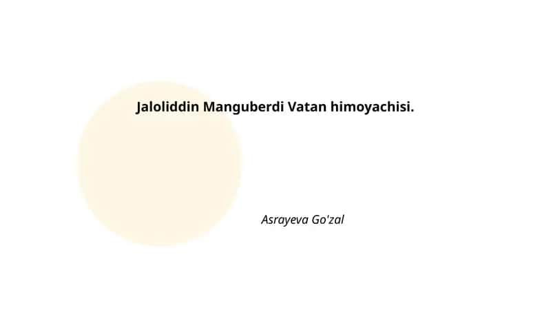 Jaloliddin Manguberdi Vatan himoyachisi