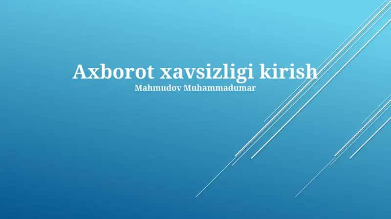 Axborot xavsizligi kirish