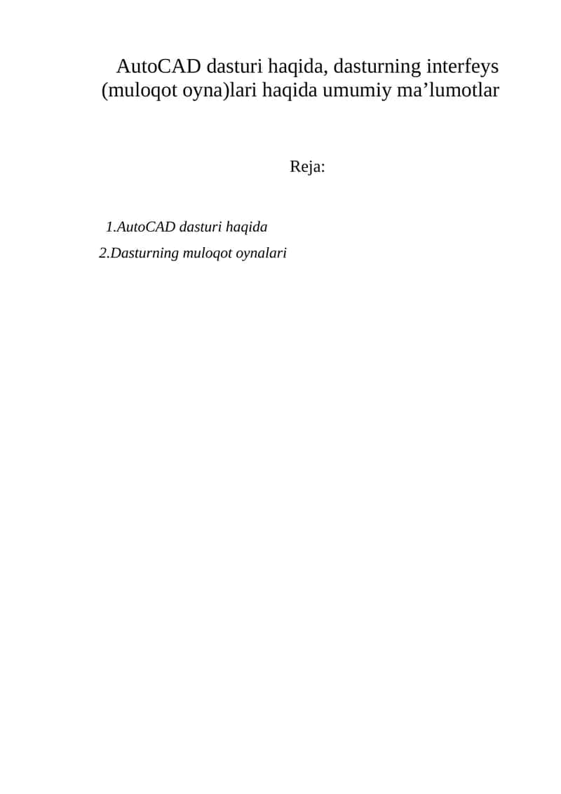 AutoCAD dasturi haqida