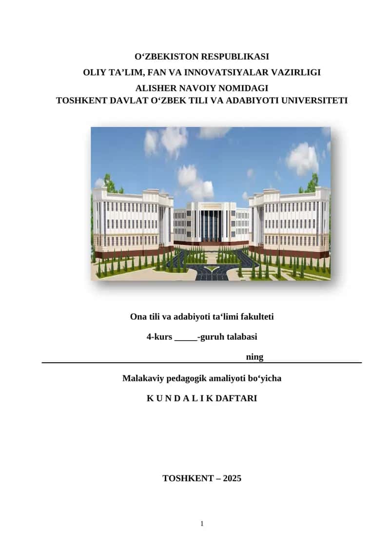 Pedagogik amaliyot yo‘llanmasi