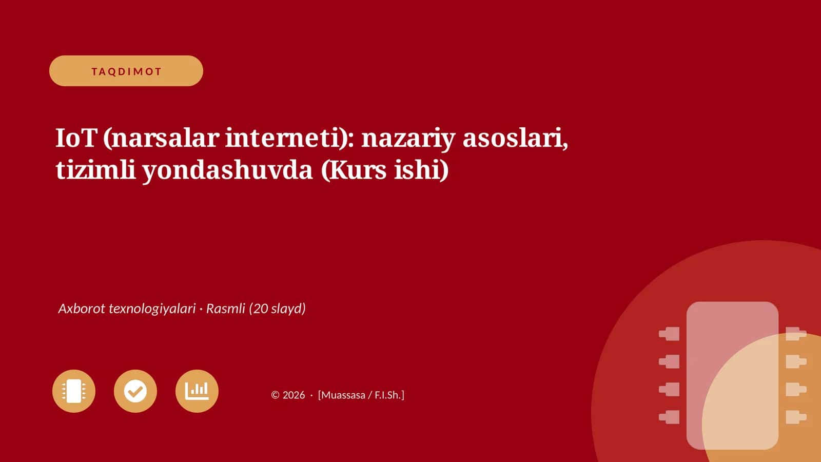 IoT (narsalar interneti): nazariy asoslari, tizimli yondashuvda (Kurs ishi)