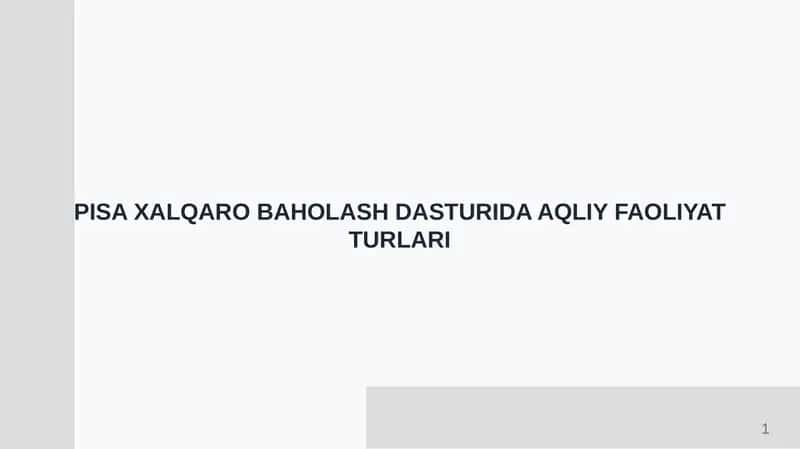 EGMA XALQARO BAHOLASH DASTURIDA AQLIY FAOLIYAT TURLARI