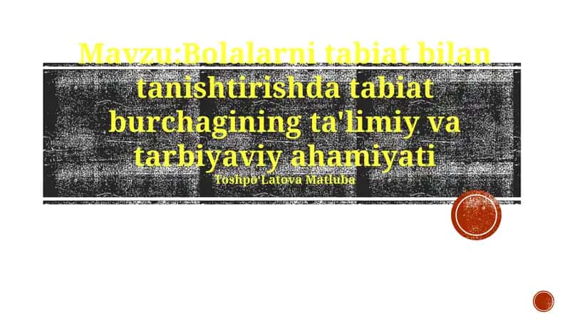 Tabiat Burchagini O'rganish Kitobi