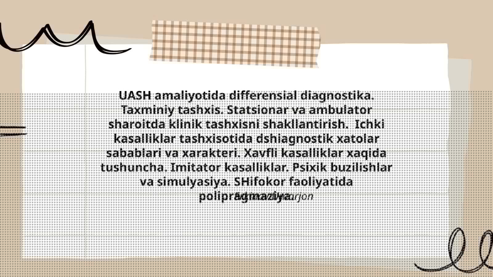 UASH amaliyotida differensial diagnostika