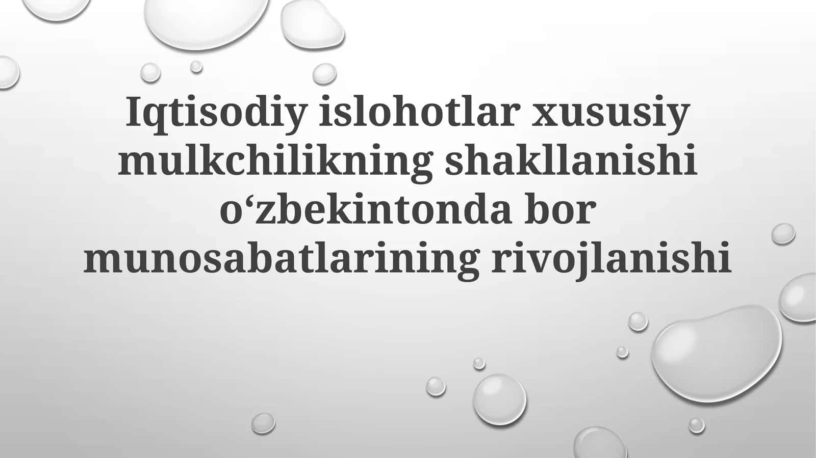 Iqtisodiy islohotlar mohiyati