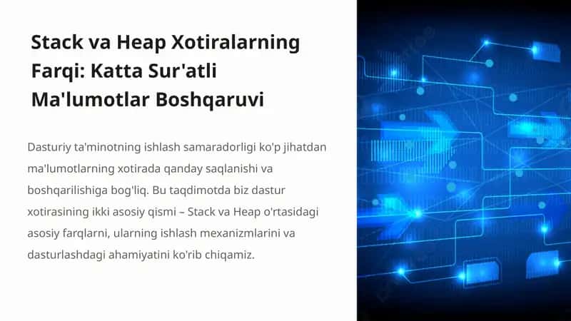Stack va Heap Xotiralarning Farqi: Katta Sur'atli Ma'lumotlar Boshqaruvi