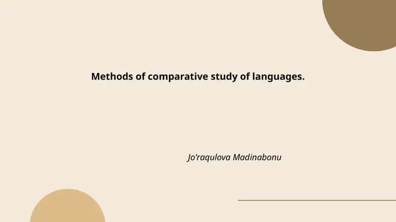 Methods of comparative study of languages