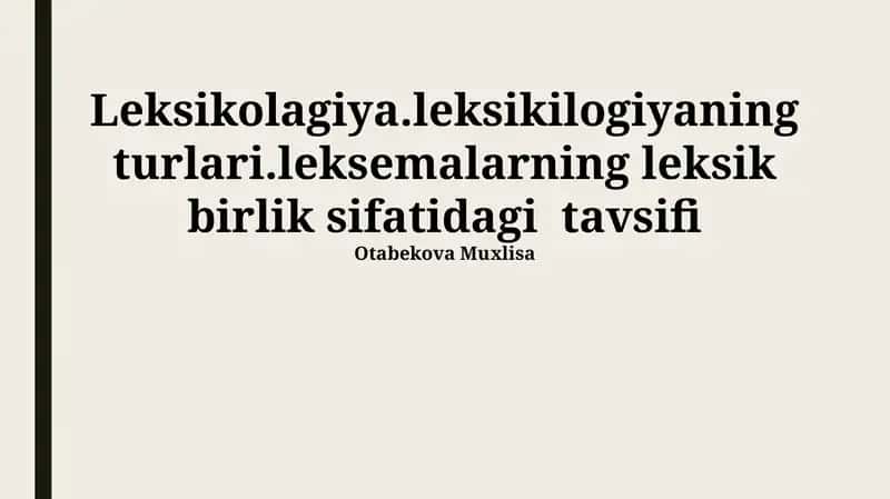 Leksikologiyaning ta'rifi