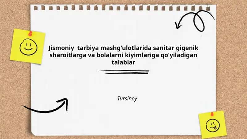 Jismoniy tarbiya mashg'ulotlarida sanitar gigenik sharoitlarga va bolalarni kiyimlariga qo'yiladigan talablar