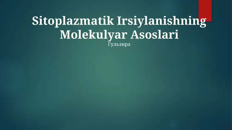 Sitoplazmatik Irsiylanishning Molekulyar Asoslari