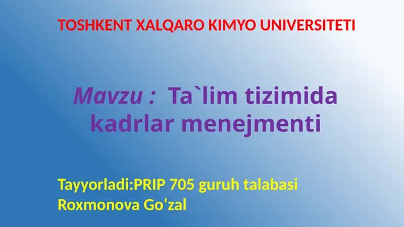 Ta’lim tizimida kadrlarmenejmenti