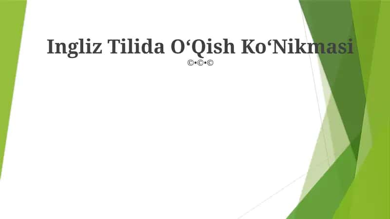 Ingliz Tilida OʻQish KoʻNikmasi