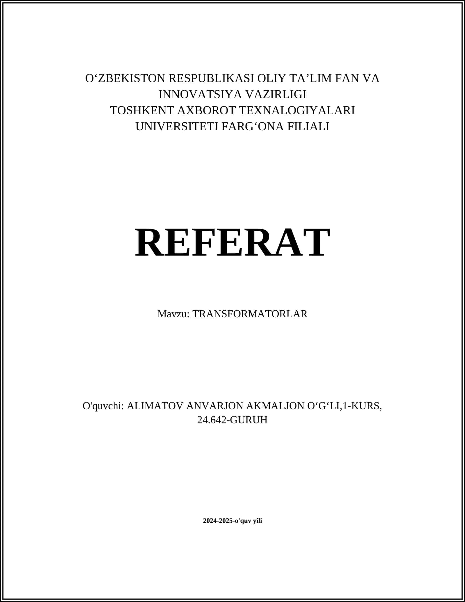 TRANSFORMATORLAR