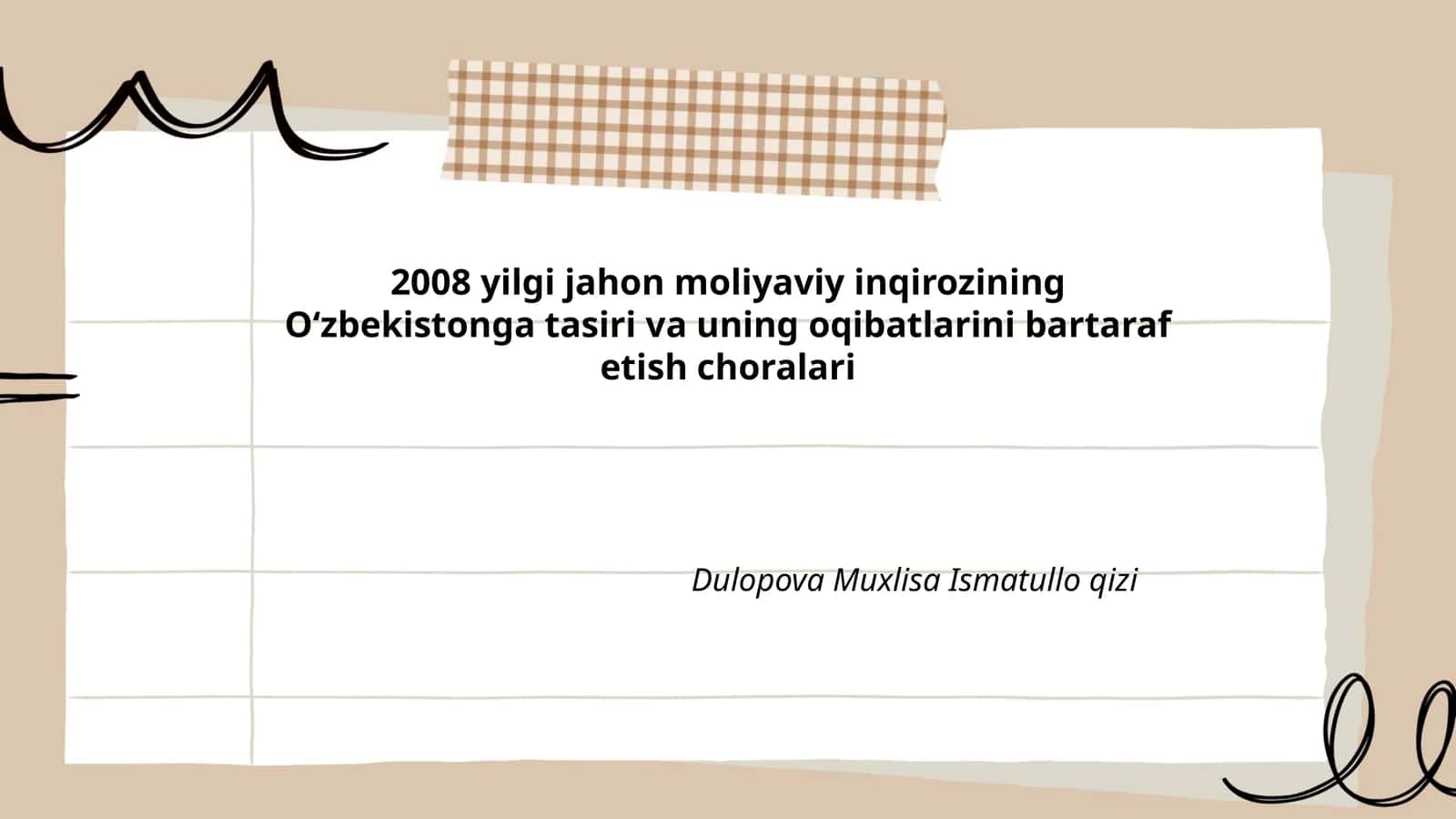 2008 yilgi jahon moliyaviy inqirozining Oʻzbekistonga tasiri va uning oqibatlarini bartaraf etish choralari