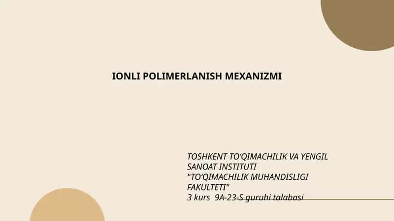 IONLI POLIMERLANISH MEXANIZMI