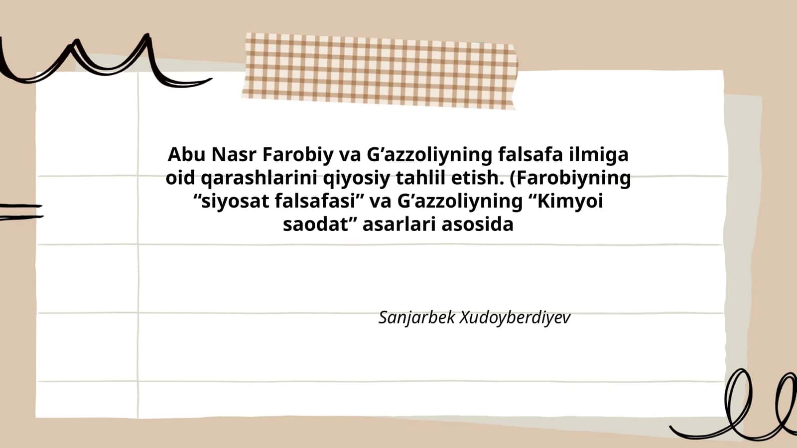 Abu Nasr Farobiy va G’azzoliyning falsafa ilmiga oid qarashlarini qiyosiy tahlil etish