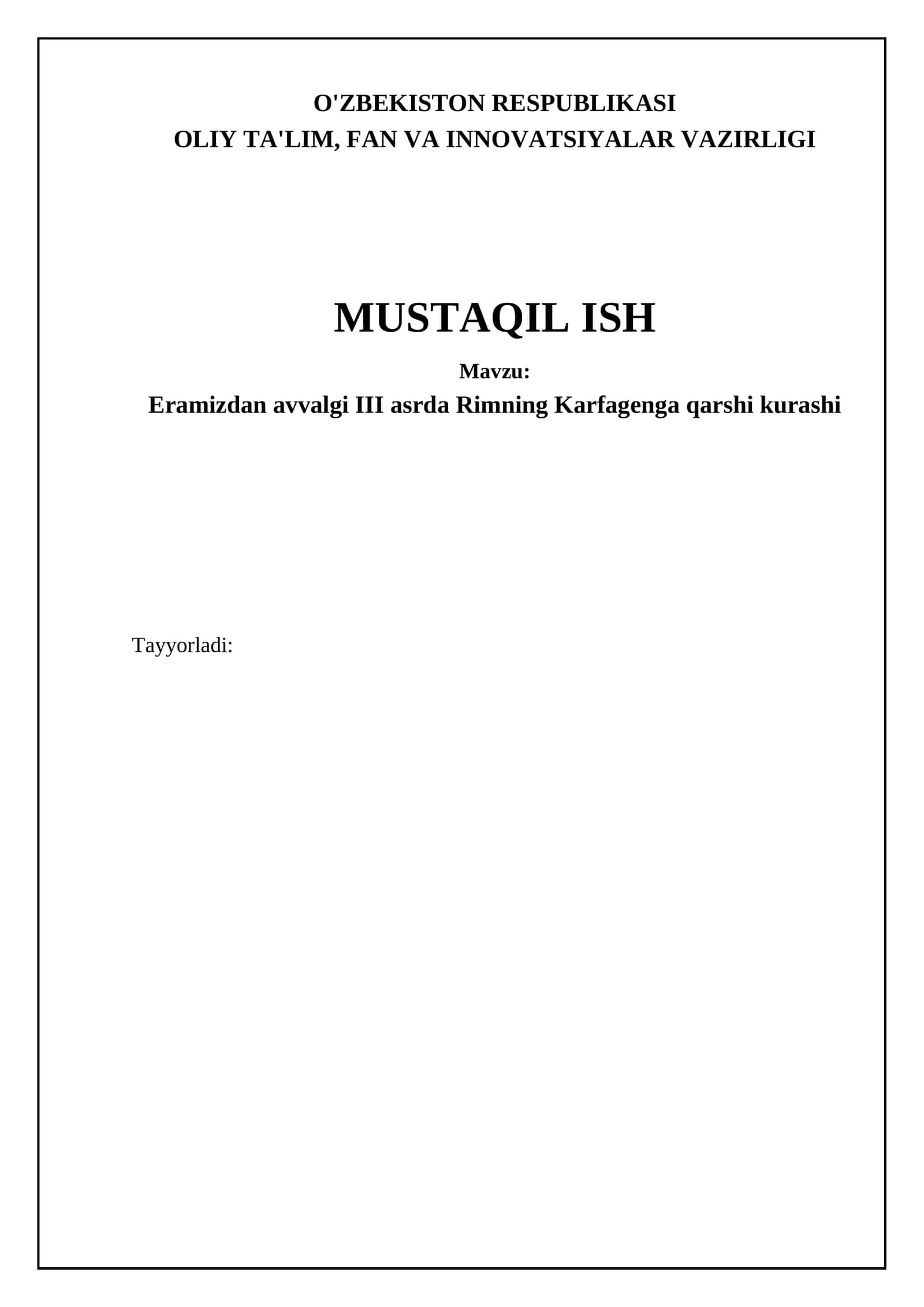 Eramizdan avvalgi III asrda Rimning Karfagenga qarshi kurashi