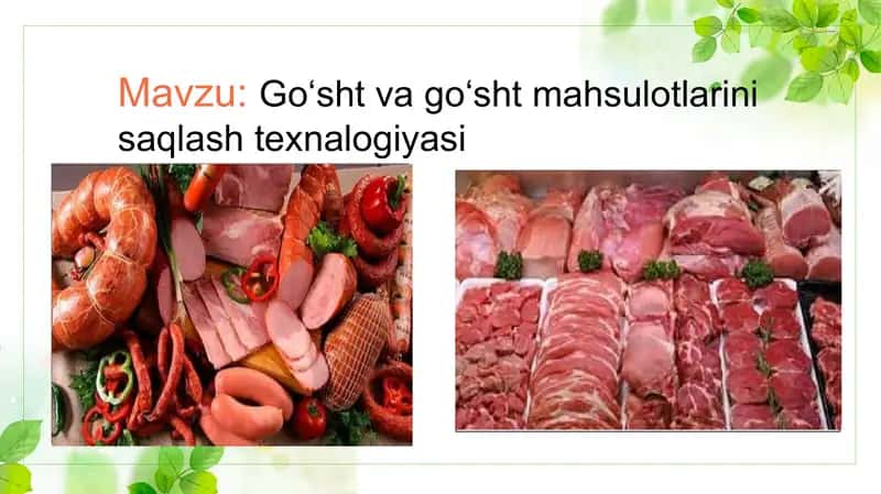 Goʻsht va goʻsht mahsulotlarini saqlash texnalogiyasi