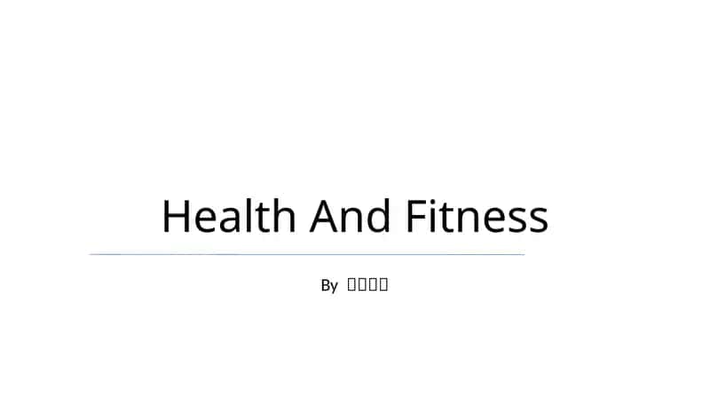 Health And Fitness