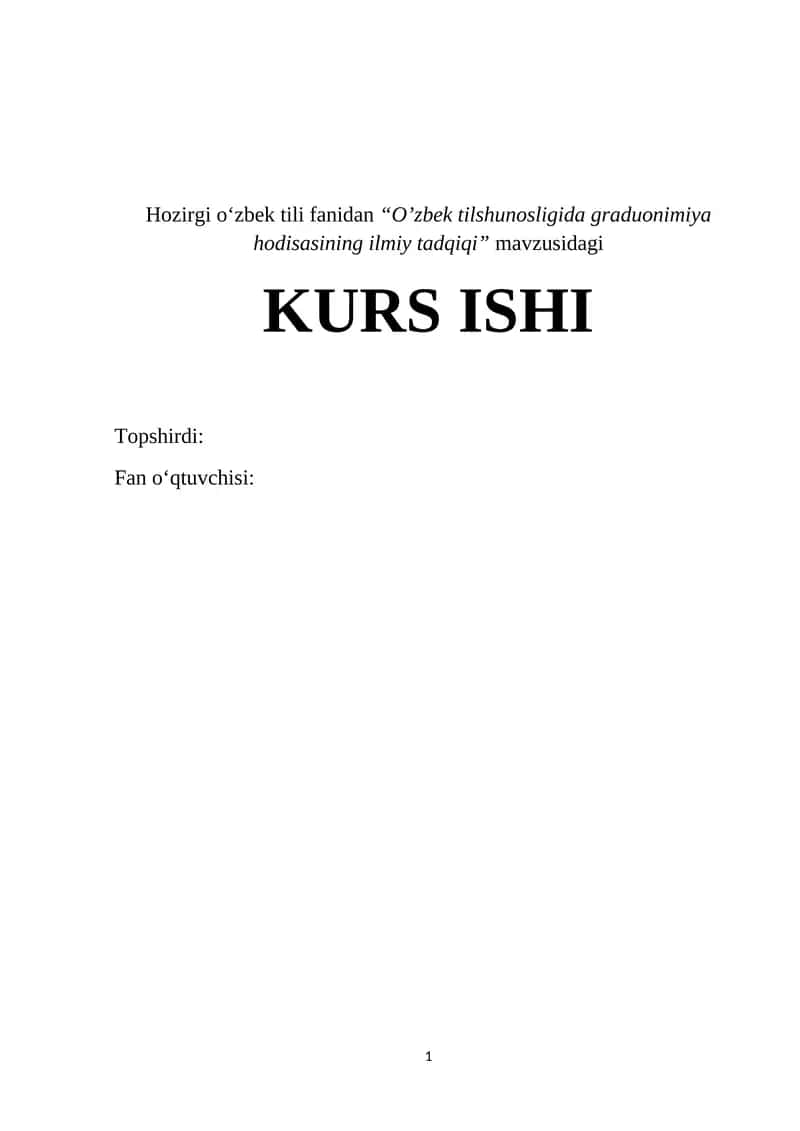 O’zbek tilshunosligida graduonimiya hodisasining ilmiy tadqiqi