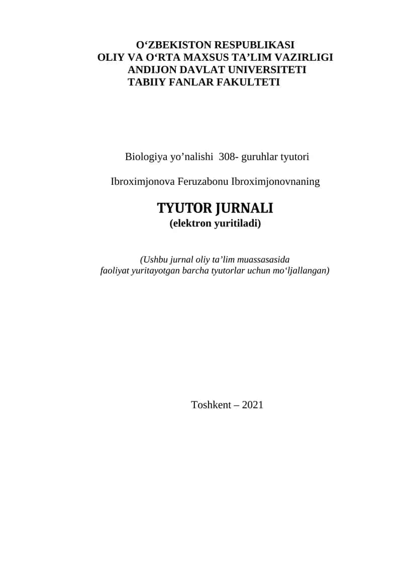 TYUTOR JURNALI