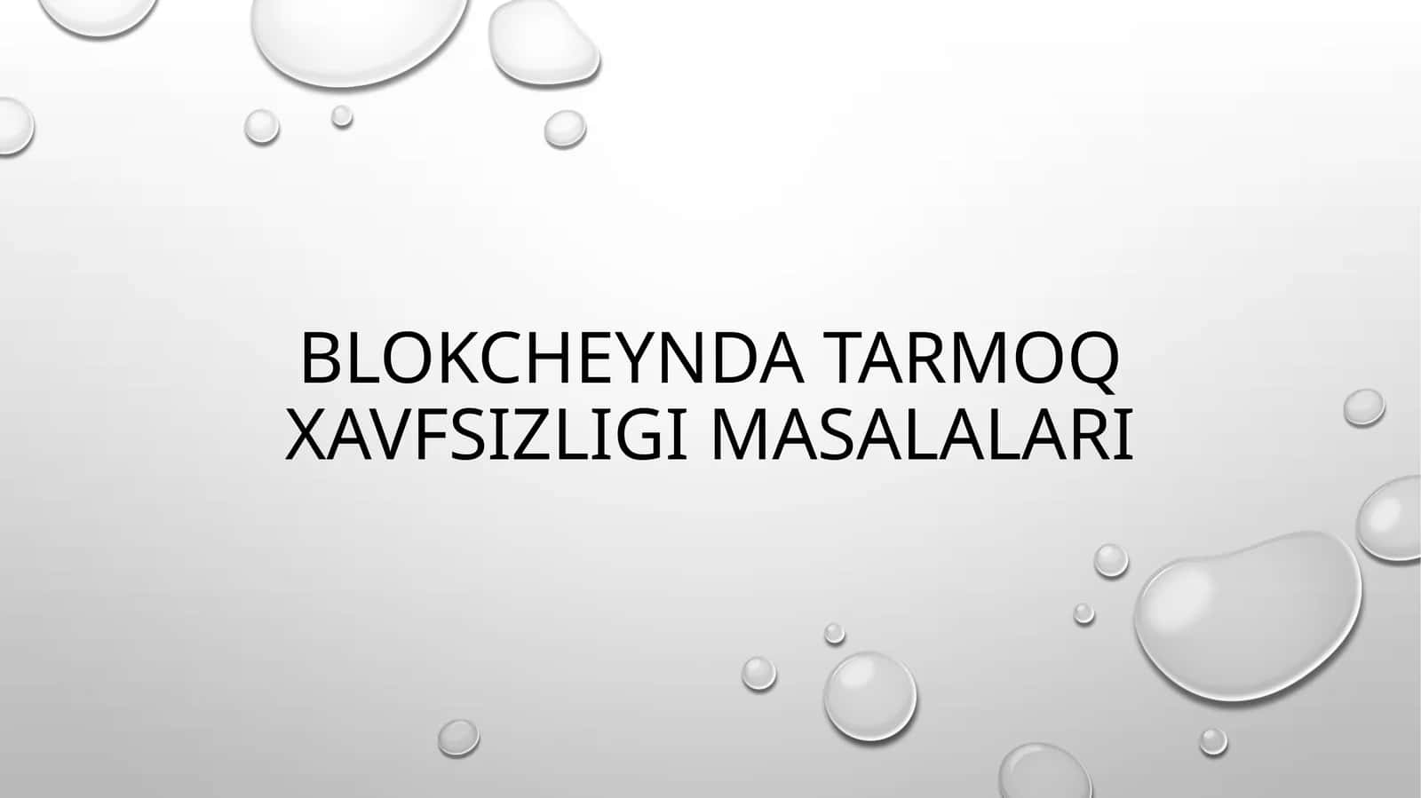 BLOKCHEYNDA TARMOQ XAVFSIZLIGI MASALALARI