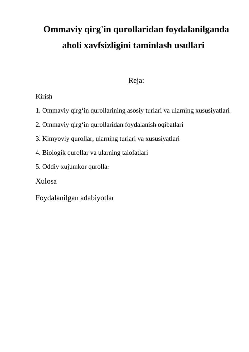 Ommaviy qirg'in qurollaridan foydalanish oqibatlari