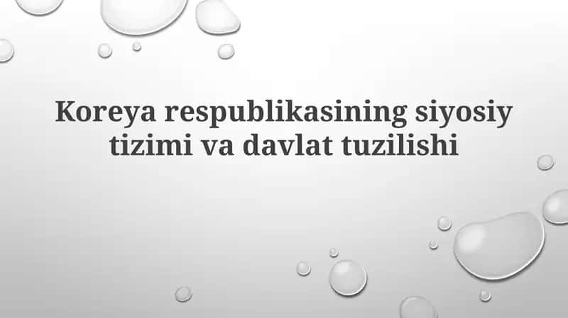 Koreya Respublikasining Siyosiy Tizimi va Davlat Tuzilishi