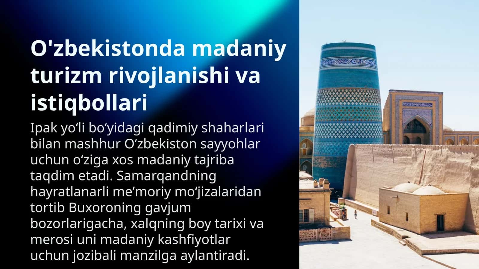 O'zbekistonda madaniyturizm rivojlanishi va istiqbollari